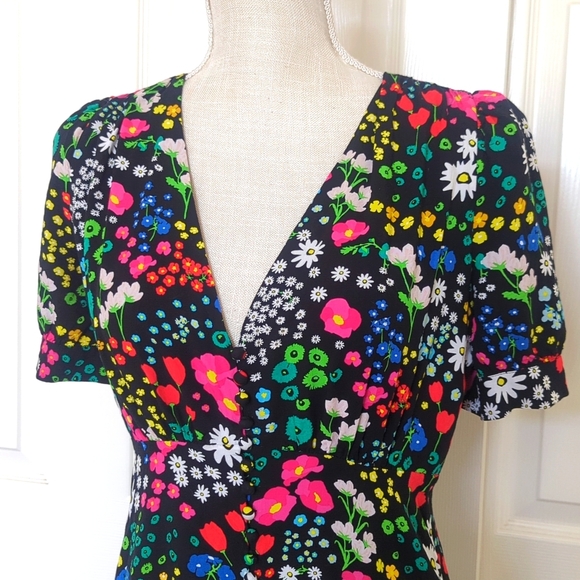 The Kooples Shirt Sleeve Floral Printed Dress - Picture 7 of 12